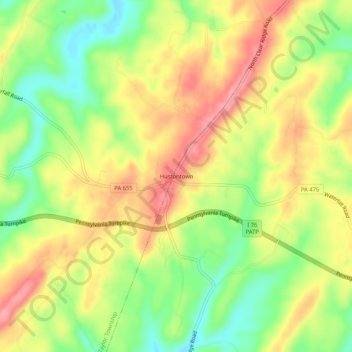 Mapa topográfico Hustontown, altitud, relieve