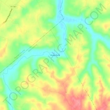 Mapa topográfico Raley Ford, altitud, relieve