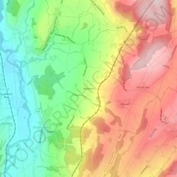 Mapa topográfico Blessens, altitud, relieve