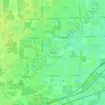 Mapa topográfico Sunnyside, altitud, relieve