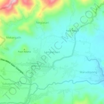 Mapa topográfico Lembahsari, altitud, relieve