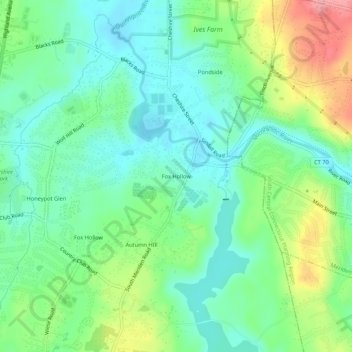 Mapa topográfico Fox Hollow, altitud, relieve