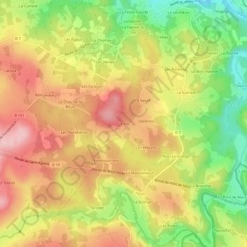 Mapa topográfico Le Pin, altitud, relieve
