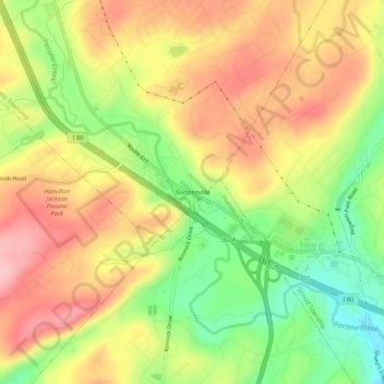 Mapa topográfico Bartonsville, altitud, relieve