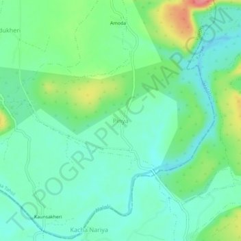 Mapa topográfico Pinya, altitud, relieve