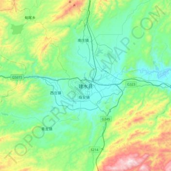 Mapa topográfico 建水县, altitud, relieve