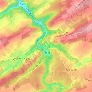 Mapa topográfico Pont de Bonne, altitud, relieve