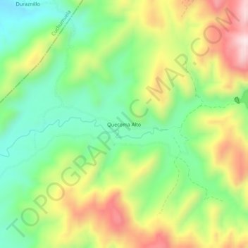Mapa topográfico Quecoma Alto, altitud, relieve