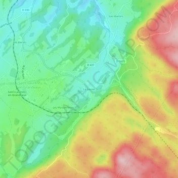 Mapa topográfico La Savine, altitud, relieve