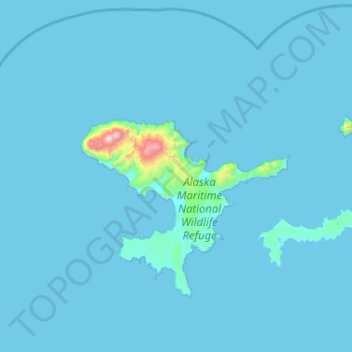 Mapa topográfico Tanaga Island, altitud, relieve