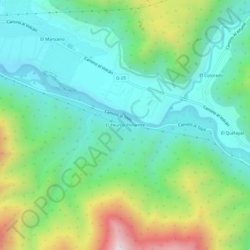 Mapa topográfico El Peumo Poniente, altitud, relieve