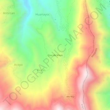 Mapa topográfico Cruz de Mayo, altitud, relieve