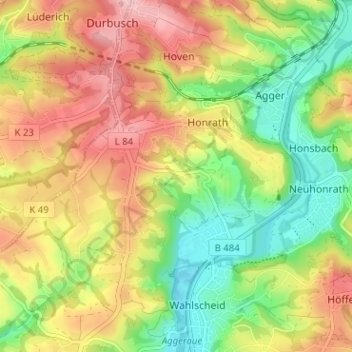Mapa topográfico Heiden, altitud, relieve
