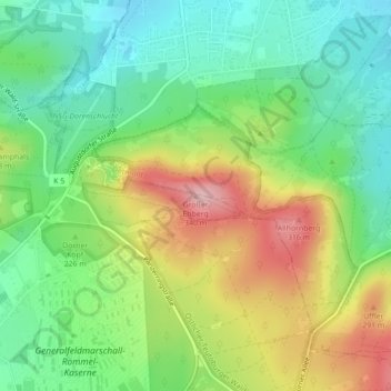 Mapa topográfico Großer Ehberg, altitud, relieve