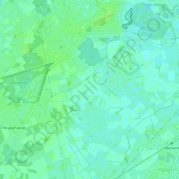 Mapa topográfico 't Hoogste, altitud, relieve