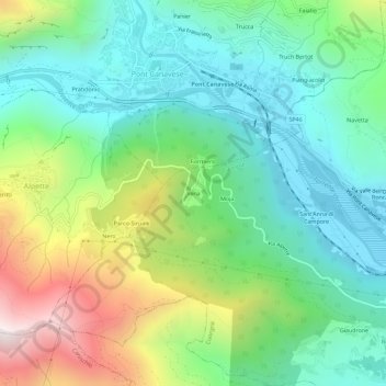 Mapa topográfico Vena, altitud, relieve