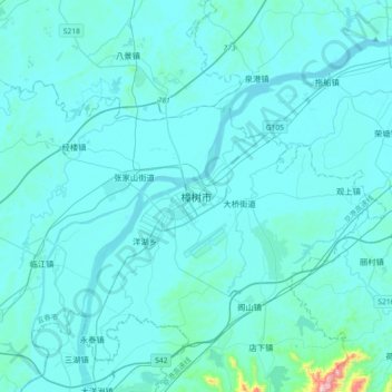 Mapa topográfico 樟树市, altitud, relieve