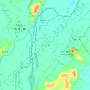 Mapa topográfico Cupang, altitud, relieve