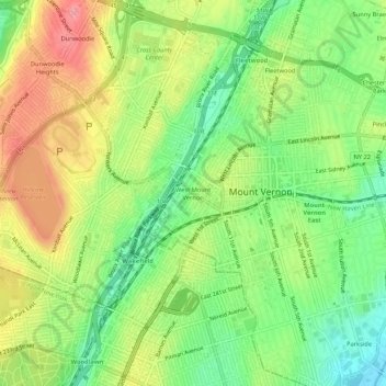 Mapa topográfico West Mount Vernon, altitud, relieve