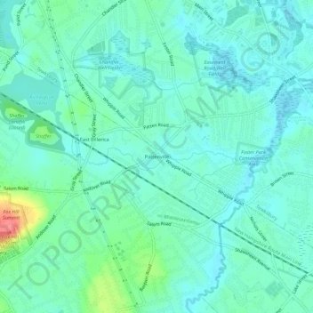 Mapa topográfico Pattenville, altitud, relieve