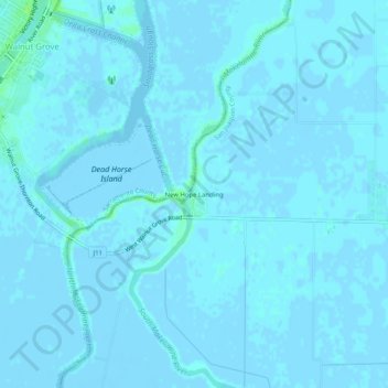Mapa topográfico New Hope Landing, altitud, relieve