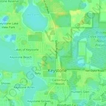 Mapa topográfico Keystone Park, altitud, relieve