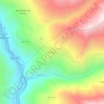 Mapa topográfico Marias, altitud, relieve