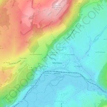 Mapa topográfico Quartier de l'Hôpital, altitud, relieve