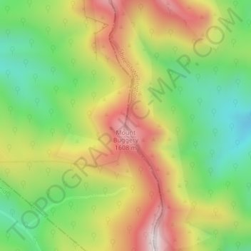 Mapa topográfico Mount Buggery, altitud, relieve
