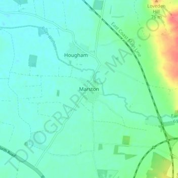 Mapa topográfico Marston, altitud, relieve