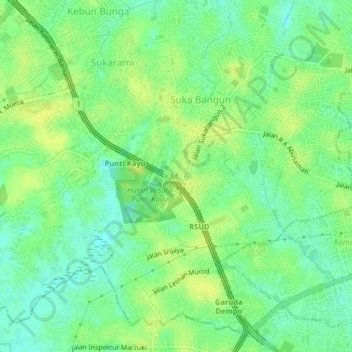 Mapa topográfico KM. 6, altitud, relieve