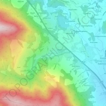 Mapa topográfico Wolfertsau, altitud, relieve
