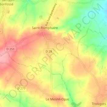 Mapa topográfico La Poignandière, altitud, relieve
