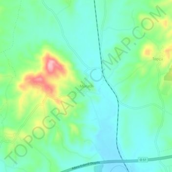 Mapa topográfico Muratlı, altitud, relieve