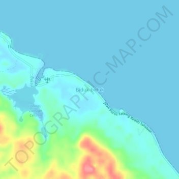 Mapa topográfico Biduk-biduk, altitud, relieve