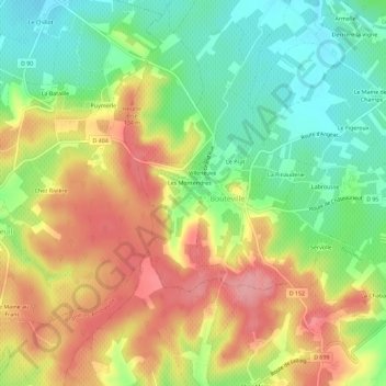 Mapa topográfico Les Gauthiers, altitud, relieve
