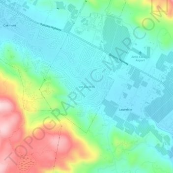Mapa topográfico Los Guilicos, altitud, relieve