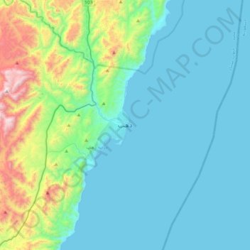Mapa topográfico Dahab, altitud, relieve