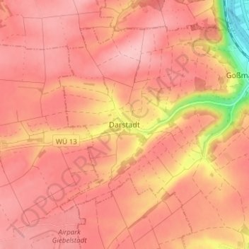 Mapa topográfico Darstadt, altitud, relieve