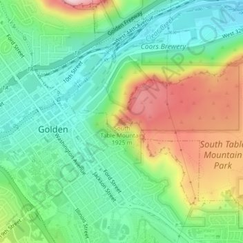 Mapa topográfico South Table Mountain, altitud, relieve