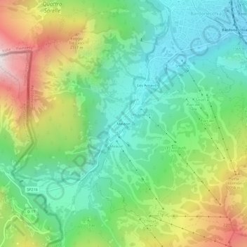 Mapa topográfico Melezet, altitud, relieve