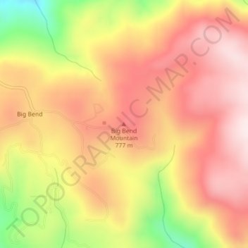 Mapa topográfico Big Bend Mountain, altitud, relieve