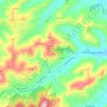 Mapa topográfico Torre, altitud, relieve