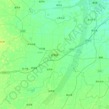 Mapa topográfico 武强县, altitud, relieve