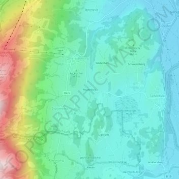 Mapa topográfico Muderbolz, altitud, relieve