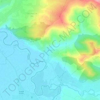 Mapa topográfico Ocoliș, altitud, relieve