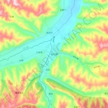 Mapa topográfico 马力镇, altitud, relieve