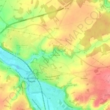 Mapa topográfico Le Génetoux, altitud, relieve