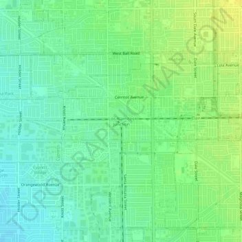 Mapa topográfico Los Alamitos Junction, altitud, relieve