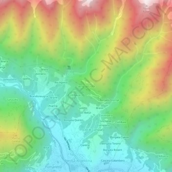 Mapa topográfico Serre La Croce, altitud, relieve